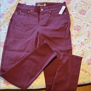 Seven7 Women's Dark Red Skinny Jeans